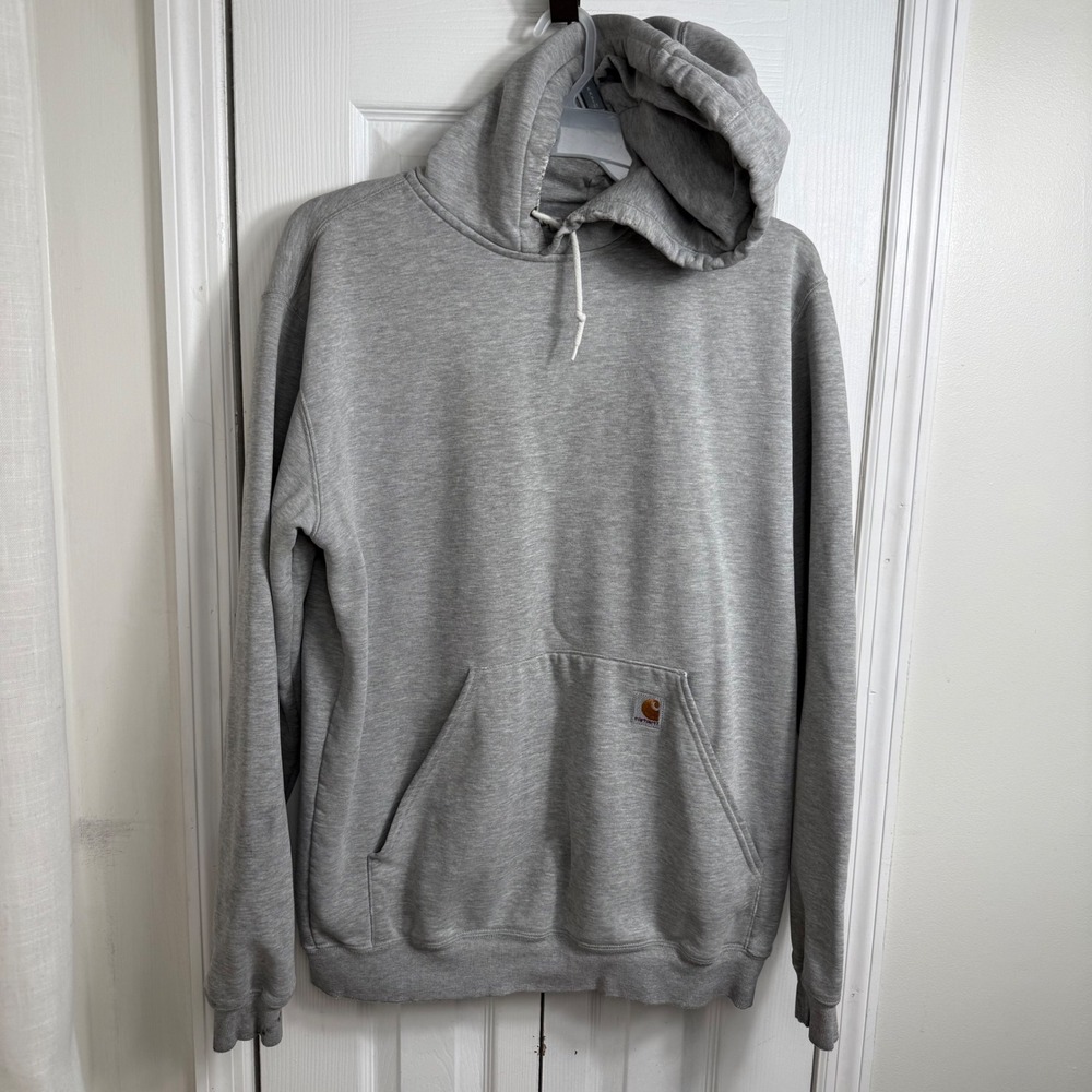 Carhartt Hoodie L Tall Gray Distressed Workwear Gorpcore Pullover